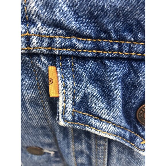 Levi Strauss Woman Large Denim Jacket Orange Tag Blue Trucker 75405 0212 - Picture 5 of 9
